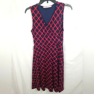 Hawthorne Red And Navy Sleeveless Dress Sz S